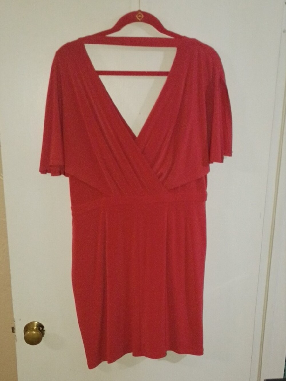 Jessica Simpson Coral Flutter Sleeve Wrap-Style Dress – Size 14 - Picture 4 of 7